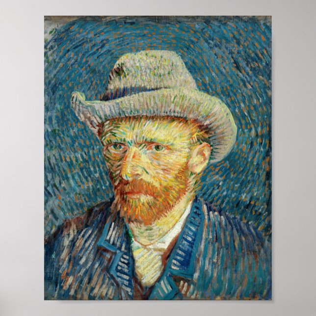 Poster Vincent Van Gogh Autoportrait avec Grey Felt Casqu (Devant)
