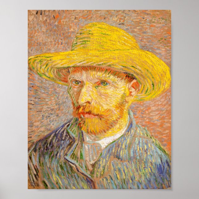 Poster Vincent Van Gogh Autoportrait avec paille Art Casq (Devant)