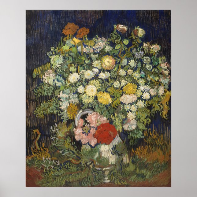 Poster Vincent van Gogh Bouquet de fleurs dans un vase (Devant)