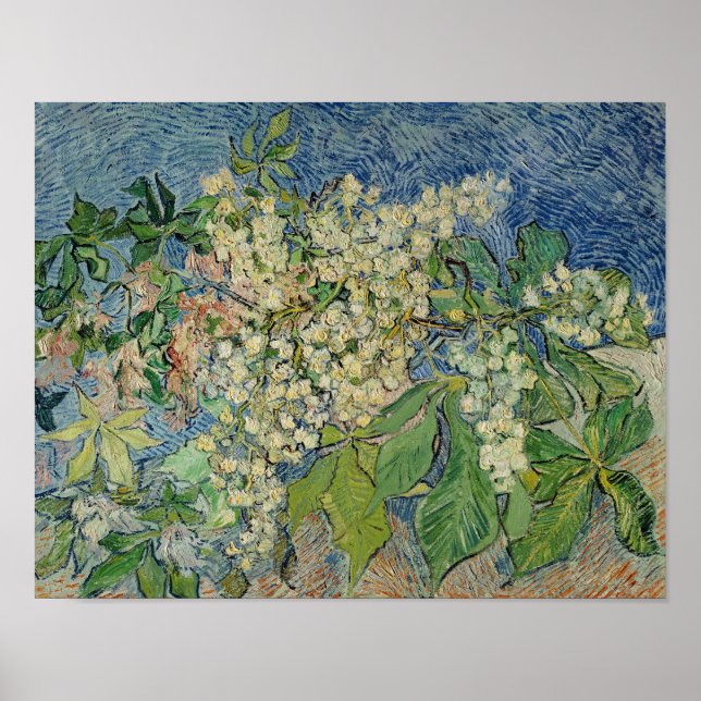 Poster Vincent van Gogh | Branches en fleurs de châtaigni (Devant)