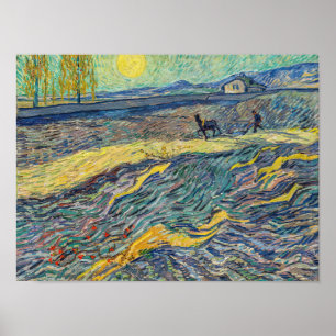 Poster Vincent van Gogh - Champ avec des agriculteurs lab