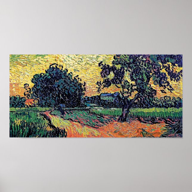 Poster Vincent Van Gogh - Château D'Auvers Au Coucher Du  (Devant)