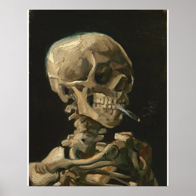 Poster Vincent Van Gogh - Crâne avec cigarette brûlante (Devant)
