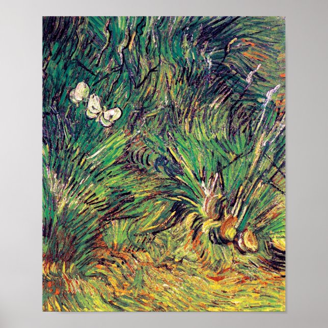 Poster Vincent Van Gogh - Deux papillons blancs Art (Devant)