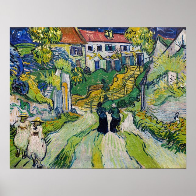 Poster Vincent van Gogh - Escalier à Auvers (Devant)