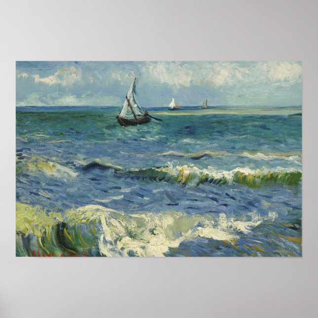 Poster Vincent van Gogh - La mer près des Saintes (Devant)