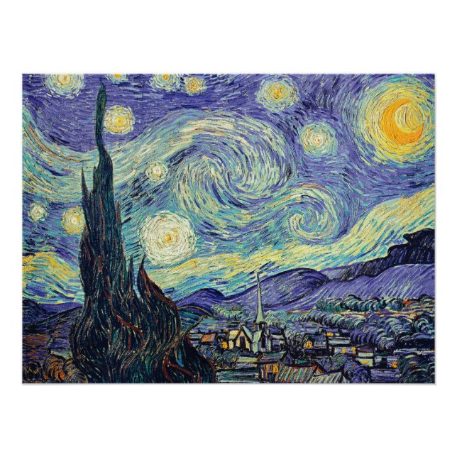 Poster Vincent Van Gogh La Nuit étoilée (Devant)