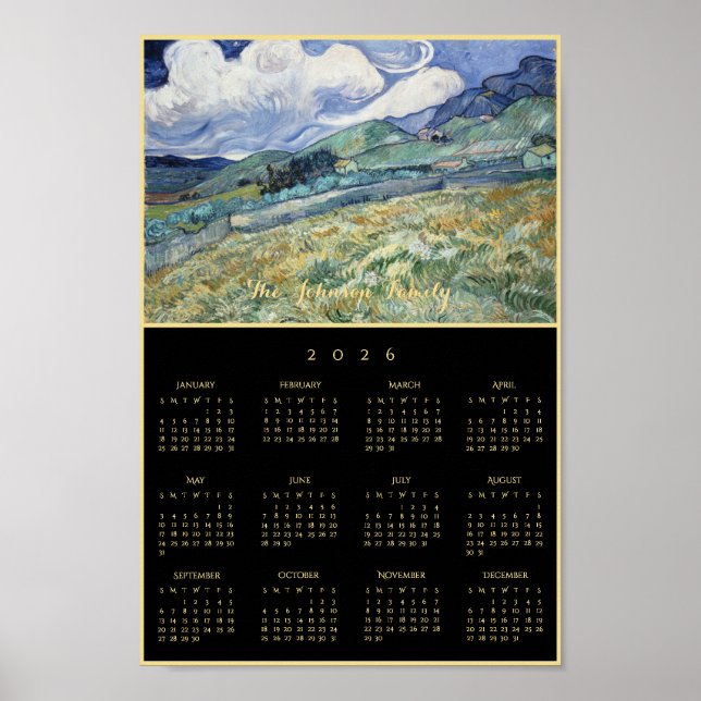 Poster Vincent Van Gogh Landscape France 2026 Calendar (Devant)