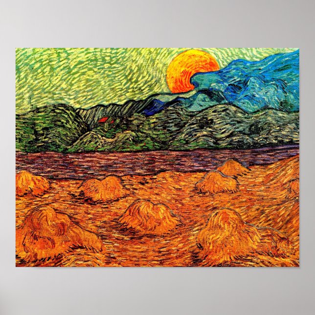 Poster Vincent Van Gogh - Lune montante du paysage en soi (Devant)
