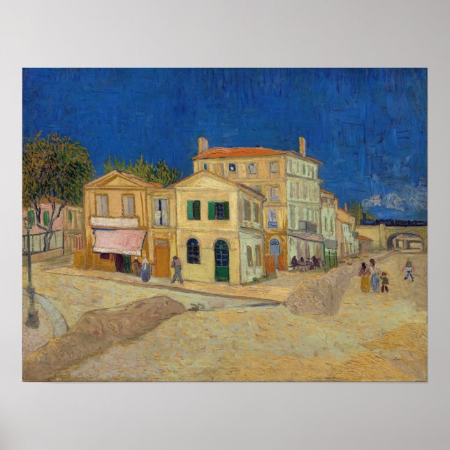 Poster Vincent van Gogh - Maison Jaune / Rue (Devant)