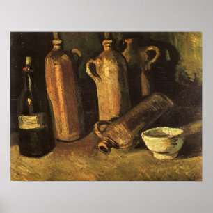 Poster Vincent van Gogh - Nature morte avec 4 bouteilles 