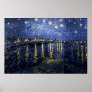Poster Vincent van Gogh - nuit étoilée au-dessus du Rhône