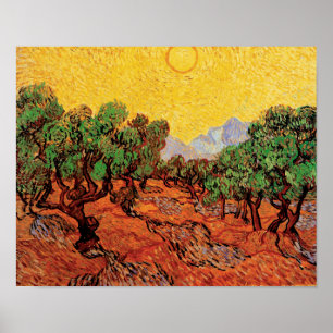 Poster Vincent Van Gogh - Oliviers Au Ciel Jaune