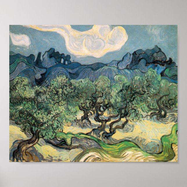 Poster Vincent van Gogh Oliviers aux Alpilles (Devant)