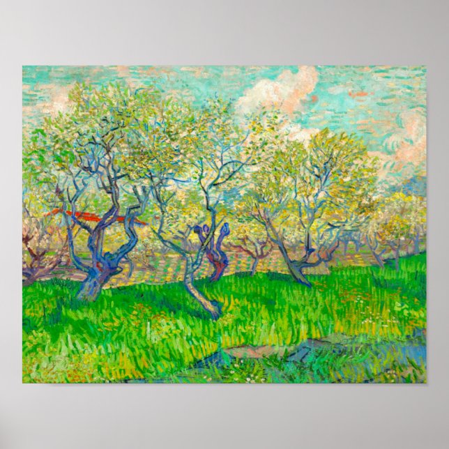 Poster Vincent van Gogh Orchard à Blossom (Devant)