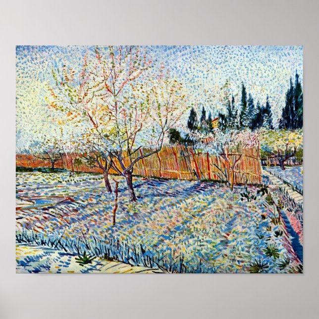 Poster Vincent Van Gogh - Orchard avec Peach Trees (Devant)