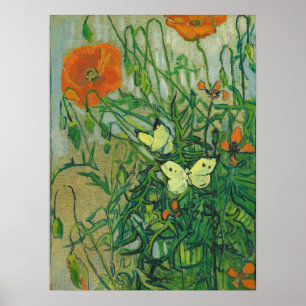 Poster Vincent Van Gogh - Papillons et pavots 1er avril