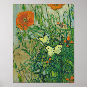 Poster Vincent van Gogh - papillons et pavots 1er avril