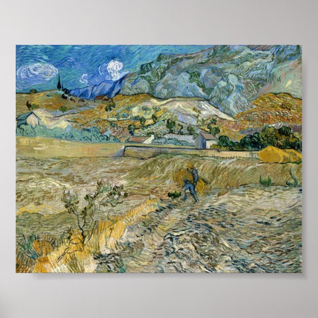 Poster Vincent van Gogh Paysage à l'affiche Saint-Rémy (Devant)