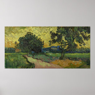 Poster Vincent Van Gogh - Paysage à Twilight Modifié