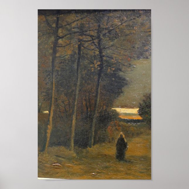 Poster Vincent van Gogh Paysage d'automne à Dusk Peinture (Devant)