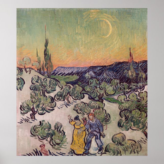 Poster Vincent van Gogh | Paysage Lune, 1889 (Devant)