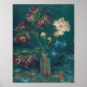 Poster Vincent Van Gogh - Petite bouteille avec des pivoi