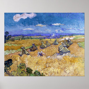 Poster Vincent van Gogh - Pile de blé avec les lecteurs