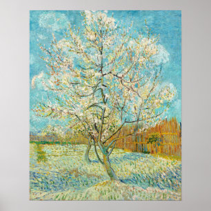 Poster Vincent van Gogh - Poche rose en fleurs