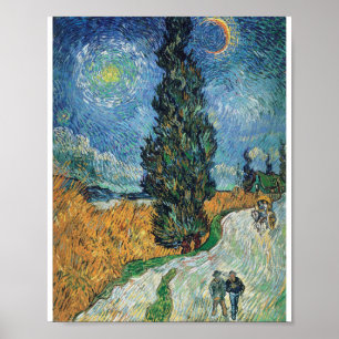Poster Vincent Van Gogh - Road with Cypress and Star