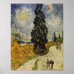 Poster Vincent van Gogh Route avec Cyprès, 1890