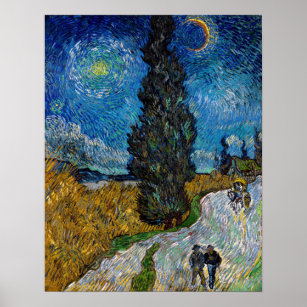Poster Vincent van Gogh - Route avec Cypress et Star
