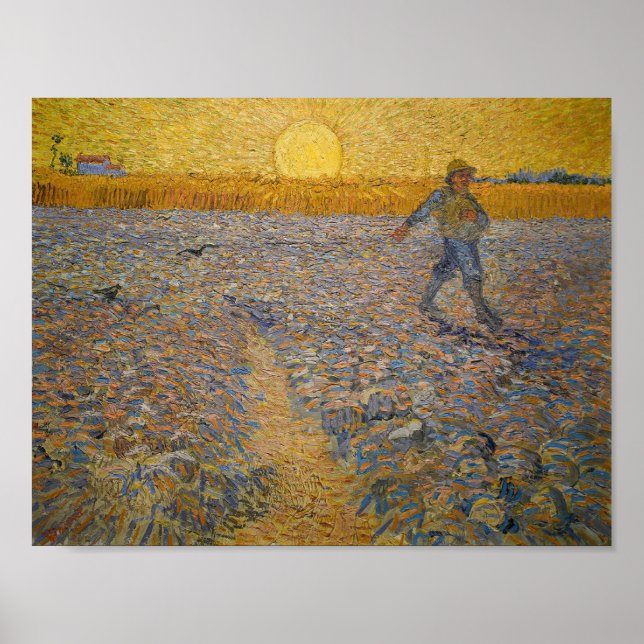Poster Vincent Van Gogh Sower à Sunset Art Peinture (Devant)