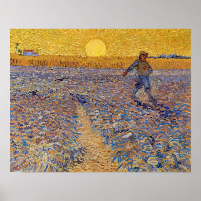 Poster Vincent van Gogh - Sower avec réglage Sun (Devant)
