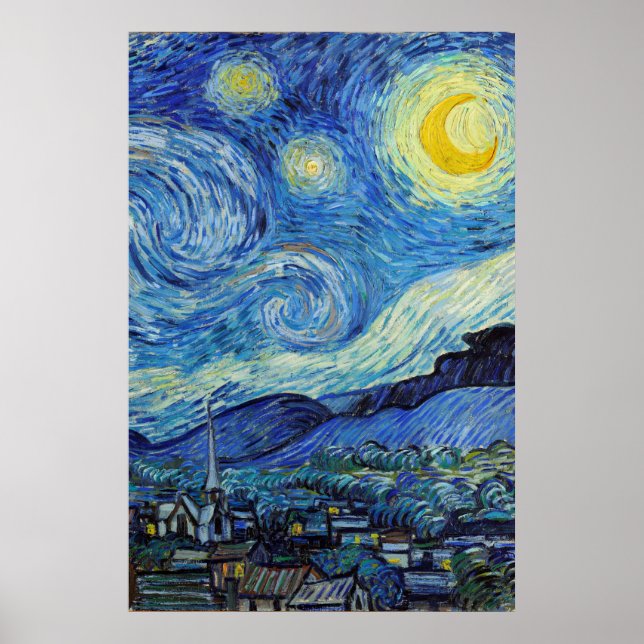 Poster Vincent Van Gogh Starry Nuit Vintage Art (Devant)