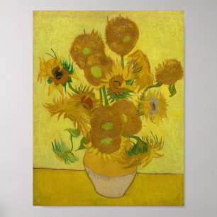 Poster Vincent Van Gogh Sunflowers Arrière - plan jaune
