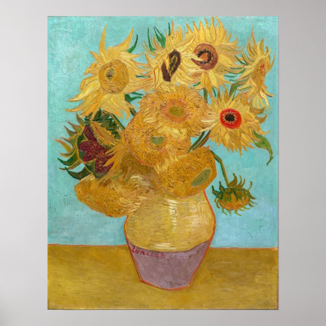 Poster Vincent Van Gogh - Vase avec douze tournesols (Devant)