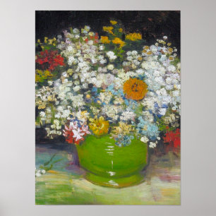 Poster Vincent Van Gogh - Vase with Zinnias