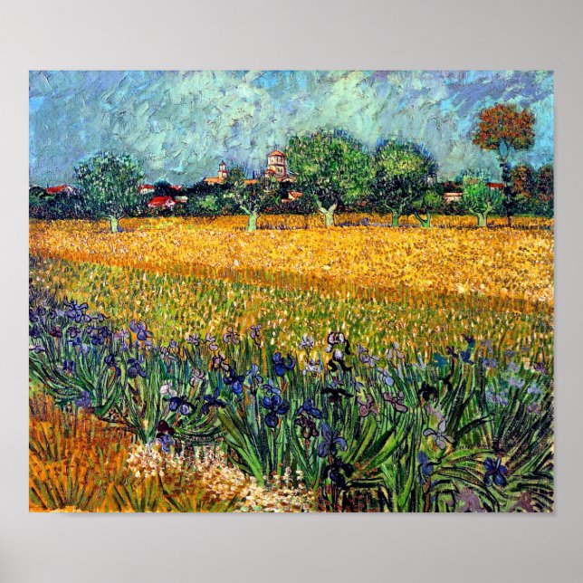 Poster Vincent Van Gogh - Vue D'Arles Avec Irises (Devant)