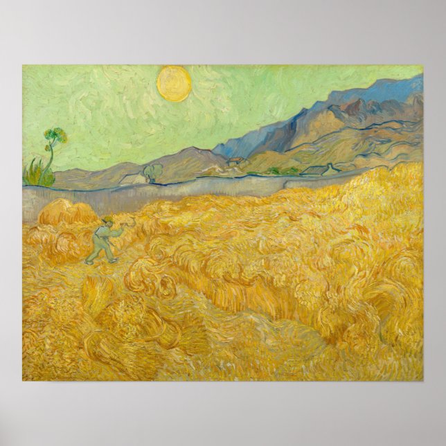 Poster Vincent van Gogh - Wheatfield avec une Faucheuse (Devant)