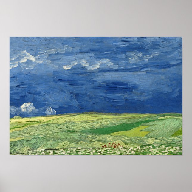 Poster Vincent van Gogh - Wheatfield sous Thundernuds (Devant)