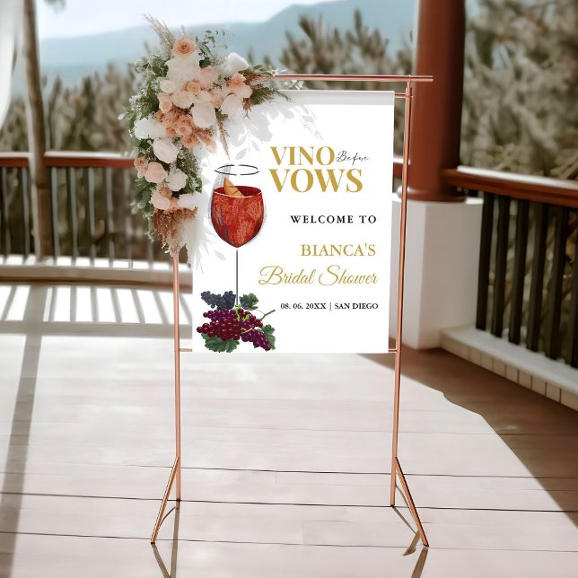 Poster Vino avant Vows Floral Fête des mariées Bienvenue (Créateur téléchargé)
