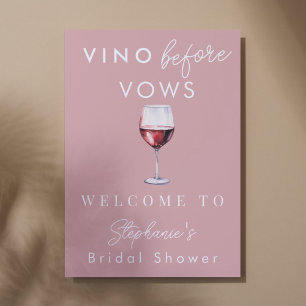 Poster Vino Before Vows Fête de Mariage Rose Bienvenue