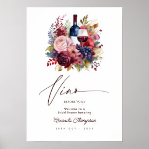 Poster Vino Before Vows Fleurs de Vigne Vin Mariage Accue