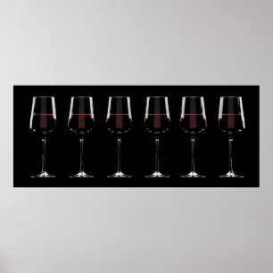 Poster Vins avec vin rouge sur noir
