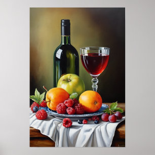 Poster Vins et aliments distribués Art imprimable