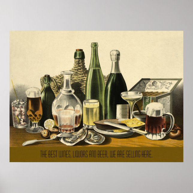 Poster Vins, liqueurs et bières (Devant)