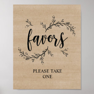 Poster Vins rustiques Mariage faveurs signe