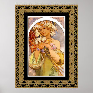 Poster Vintag Art Alphonse Mucha mit Rahmen