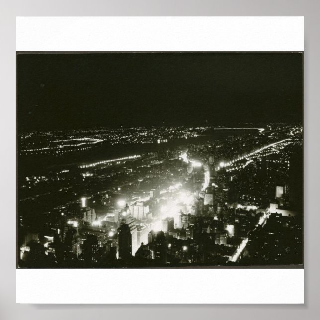 Poster Vintag-New York in der Nacht (Vorne)